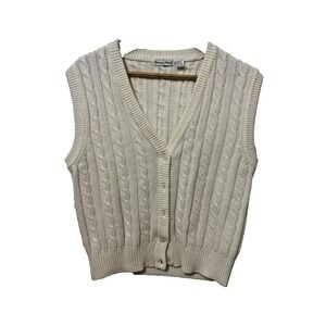 Vintage Carriage Court Womans Tennis Prep Button Up Sweater Vest Size S Academia